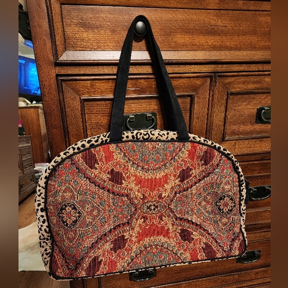 Atenti Overnighter Bag, Tapestry and Leopard Print, Never Used - Picture 2 of 11